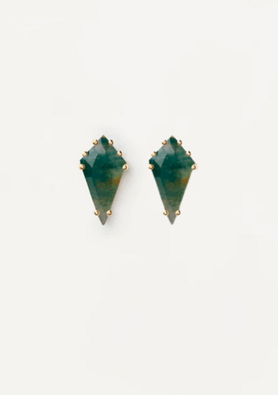PD Paola 18ct Yellow Gold Plated Akiro Moss Agate Earrings