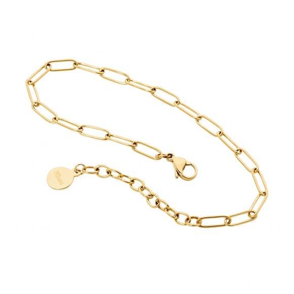 Ellani Stainless Steel & IP Yellow Gold Plated Paperclip Chain Bracelet Bracelet Length: 17cm + 5cm Extender