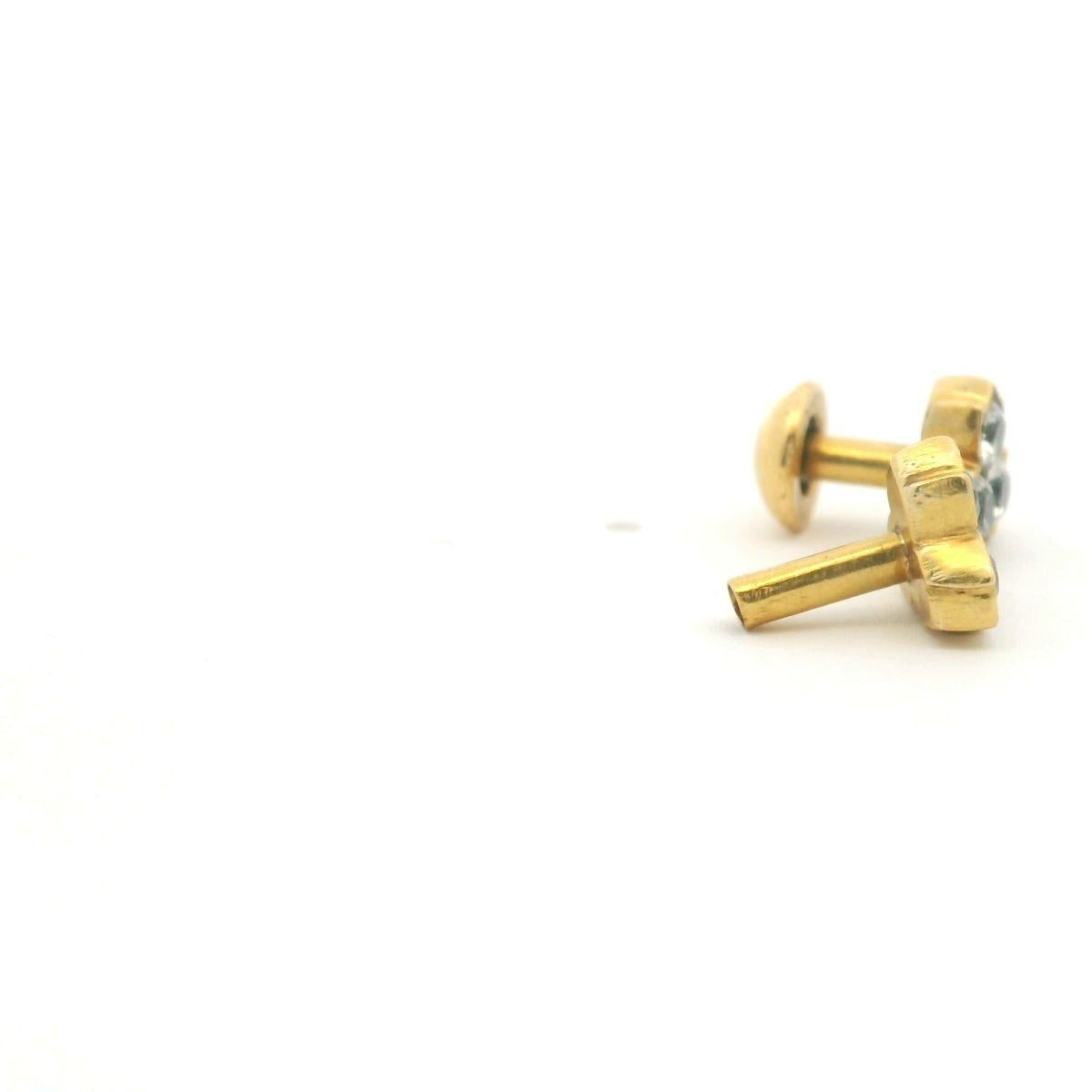 Estate 14ct Yellow Gold Cubic Zirconia Three Stone Stud Earrings