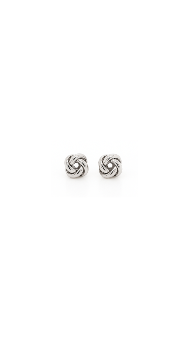 Knot Stud Earrings in 9ct White Gold