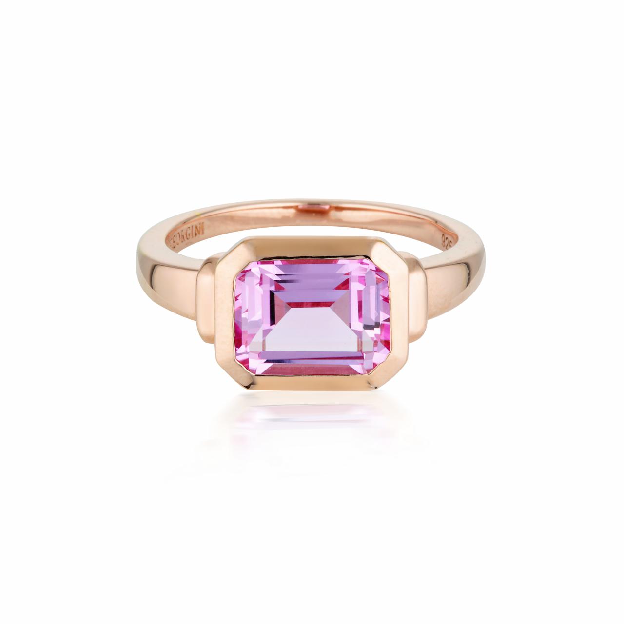 Georgini Rose Gold Plated Emilio Pink Sapphire Zion Ring