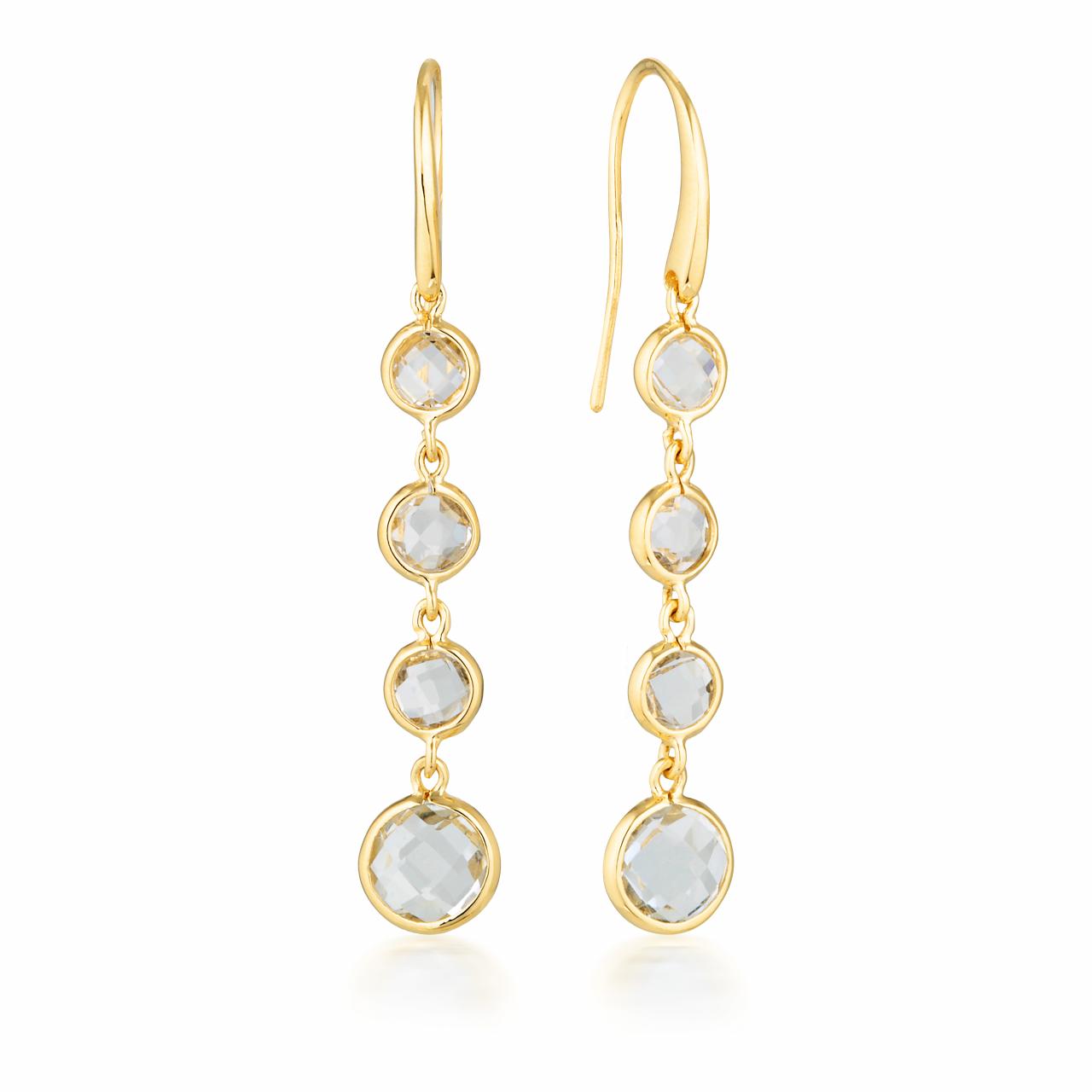 Georgini Gold Plated Helios White Topaz Drop Earrings