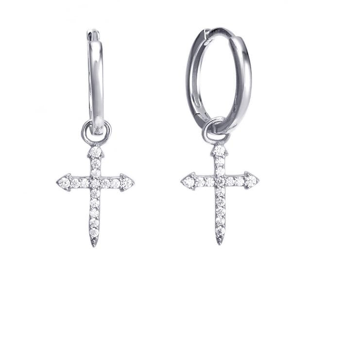 Georgini Sterling Silver "A Christmas Journey" Cross Hoop Earrings