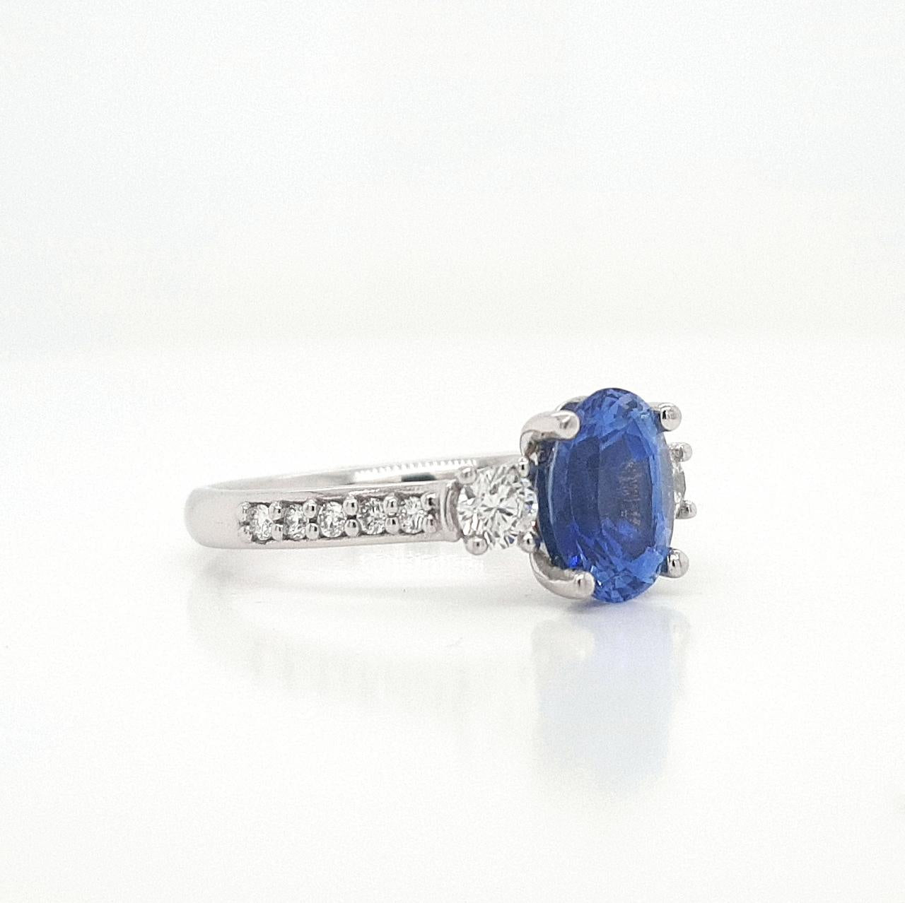 Sapphire & Diamond Platinum Ceylonese Sapphire & Diamond Ring