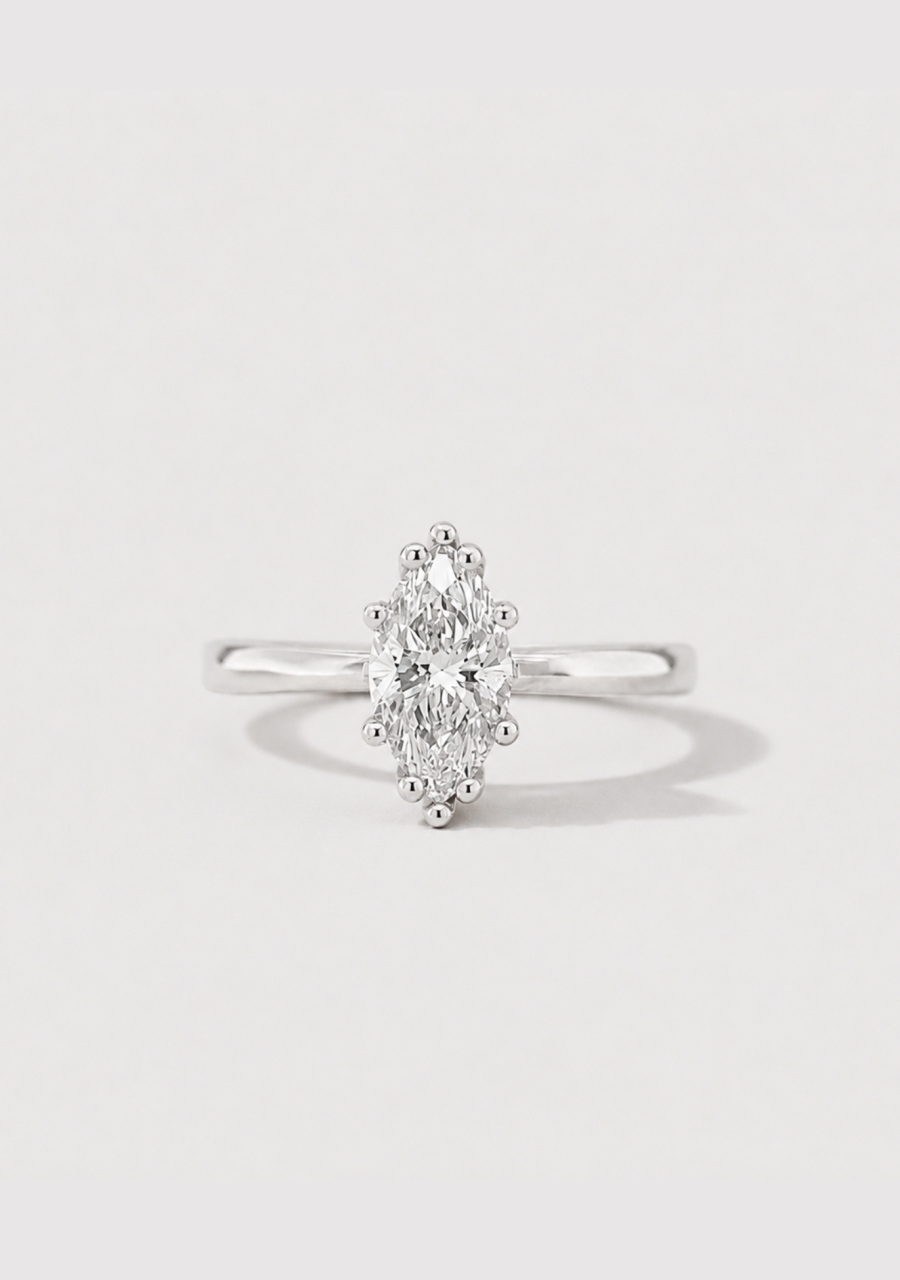 18ct White Gold Marquise Lab Grown 1.01ct Diamond Ring