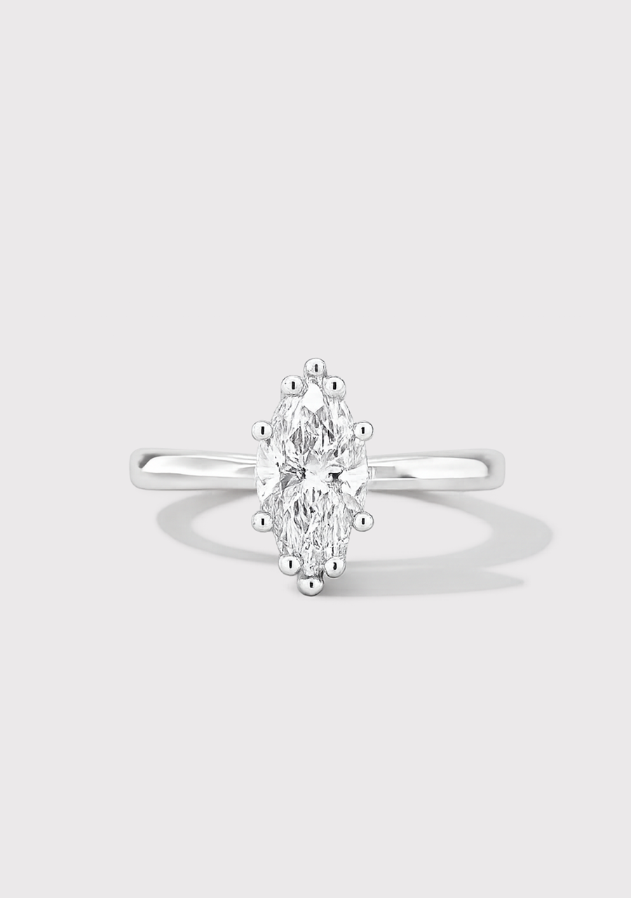 18ct White Gold Marquise Lab Grown 1.01ct Diamond Ring