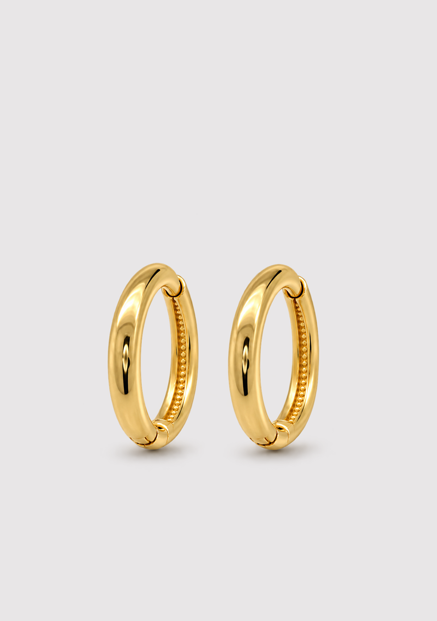 9ct Yellow Gold 2mm x 12mm Plain Huggie Earring