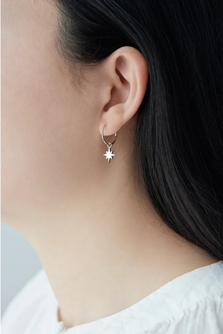 Karen Walker Sterling Silver Crescent Moon and Star Sleeper Earrings