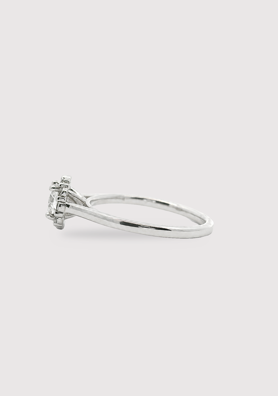 Lab Grown Diamond 18ct White Gold Round Brilliant Cut Halo Ring
