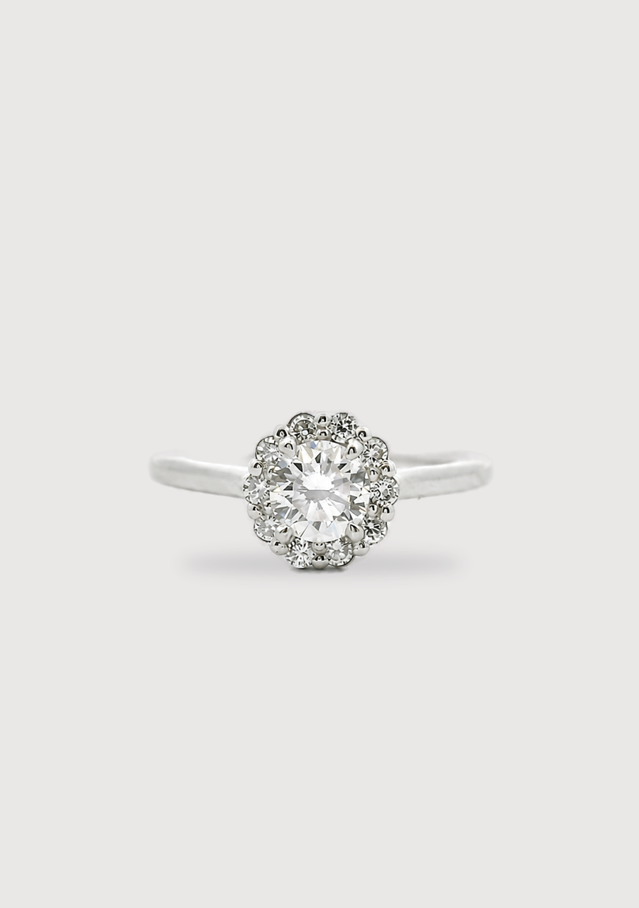 Lab Grown Diamond 18ct White Gold Round Brilliant Cut Halo Ring