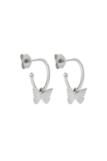 Karen Walker Sterling Silver Butterfly Hoop Earrings