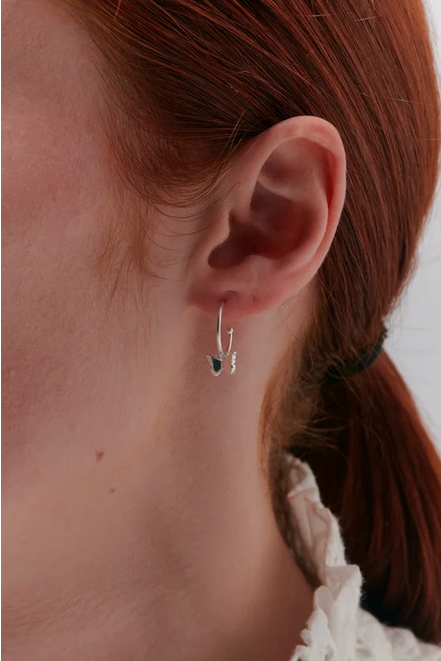 Karen Walker Sterling Silver Butterfly Hoop Earrings