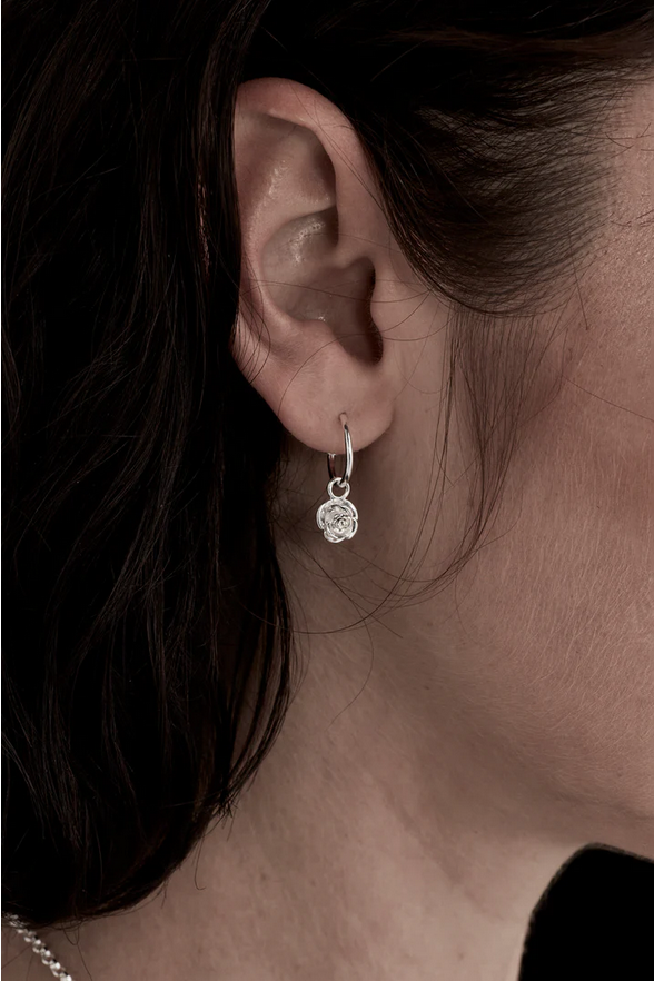 Stolen Girlfriends Club Sterling Silver Rose Bud Anchor Sleeper Earrings