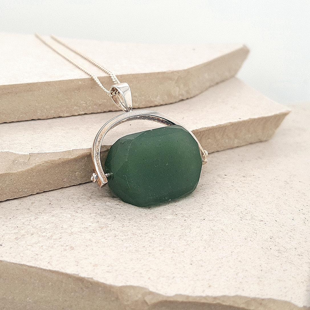 Sterling Silver Adventurine Spinner Pendant