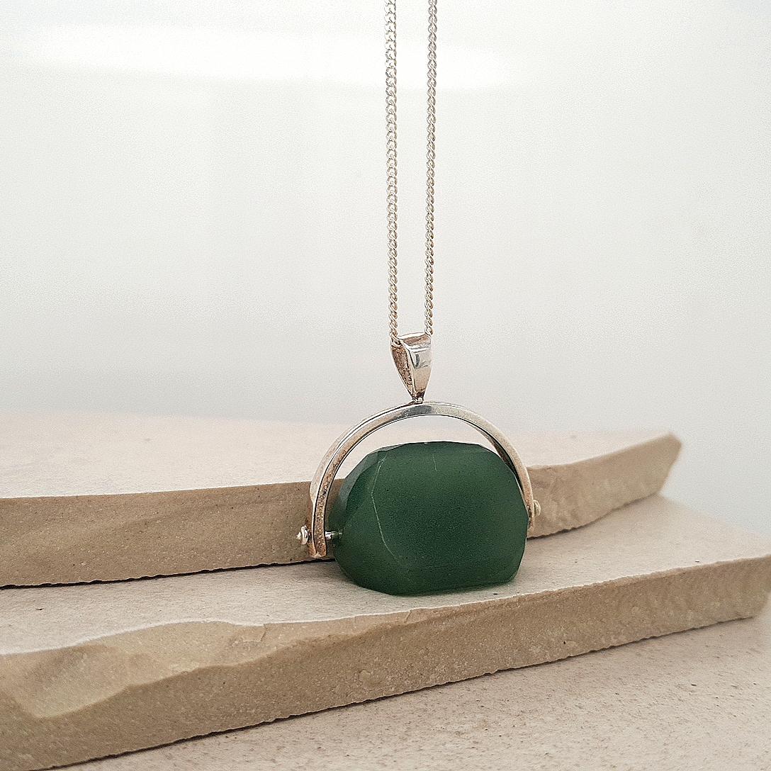 Sterling Silver Adventurine Spinner Pendant
