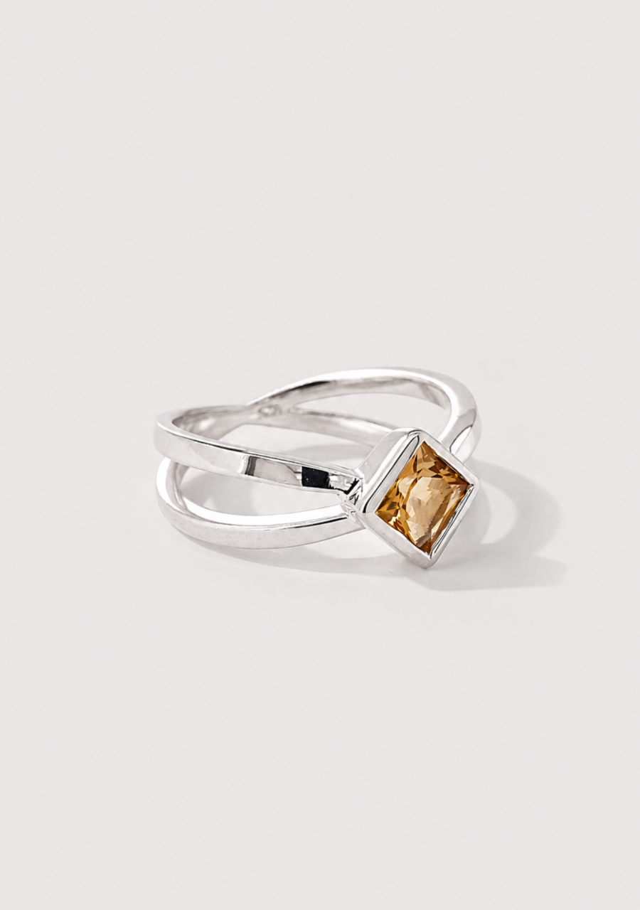 Sterling Silver 5mm Citrine Split Band Ring