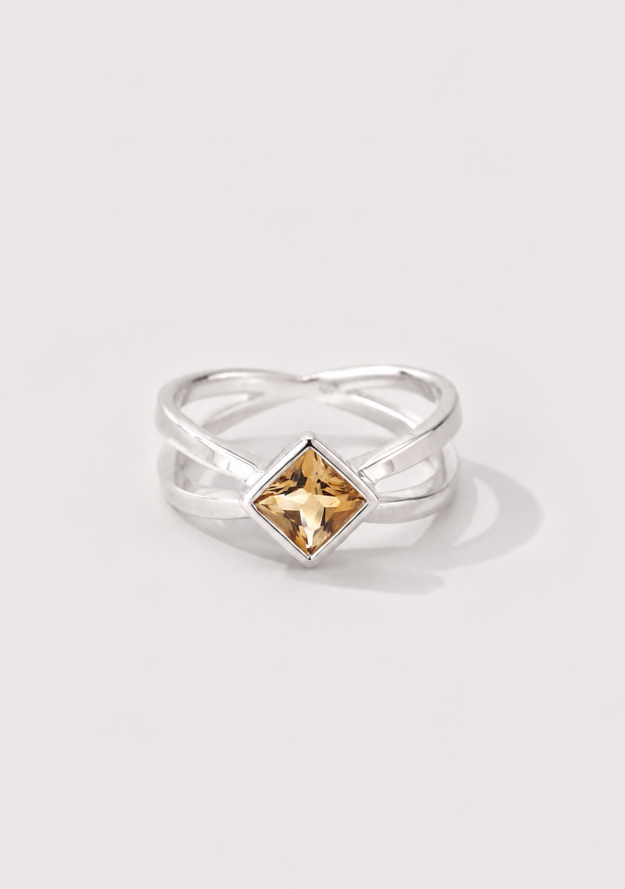 Sterling Silver 5mm Citrine Split Band Ring