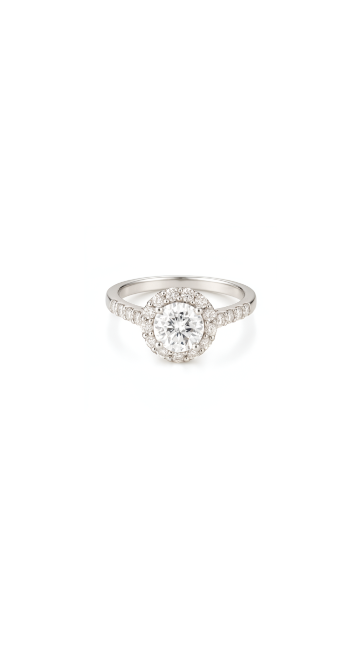 Laboratory Grown & Natural Diamond Halo Ring in 18ct White Gold