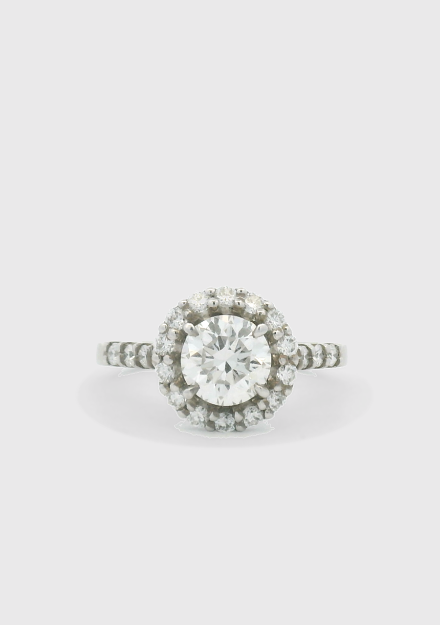 Lab Grown Diamond 18ct White Gold 1.01ct Round Brilliant Cut Halo Ring