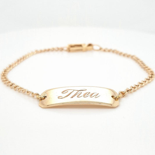 9ct Yellow Gold Curb Link ID Bracelet "Thea"