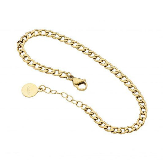Ellani Stainless Steel Yellow Gold Plated Curb Bracelet
