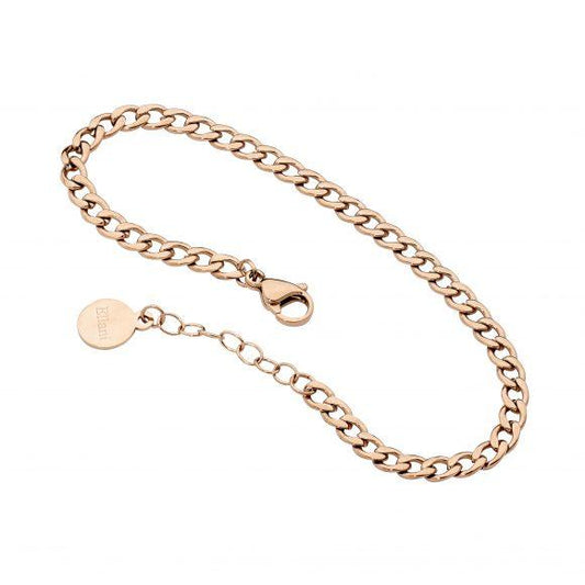 Ellani Stainless Steel Rose Gold Plated Curb Bracelet  Bracelet Length: 19cm