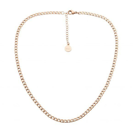 Ellani Stainless Steel & Rose Gold Plated Curb Chain Necklace