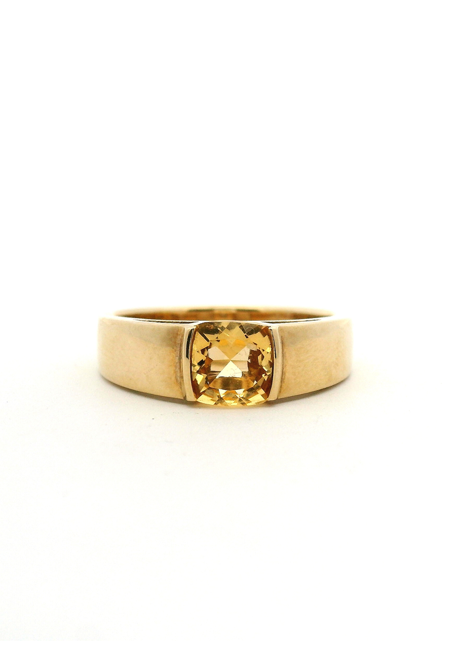 9ct Yellow Gold Citrine Semi Bezel Ring
