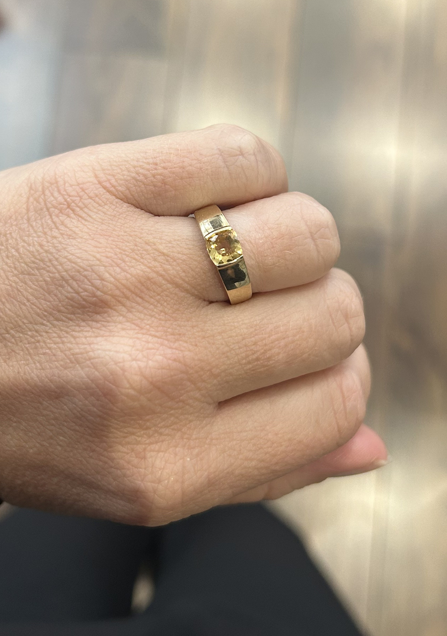9ct Yellow Gold Citrine Semi Bezel Ring