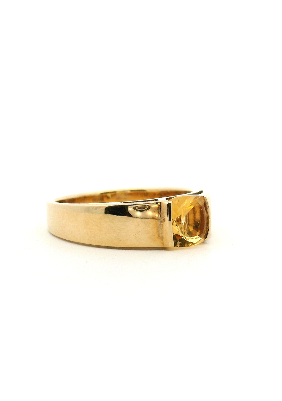 9ct Yellow Gold Citrine Semi Bezel Ring
