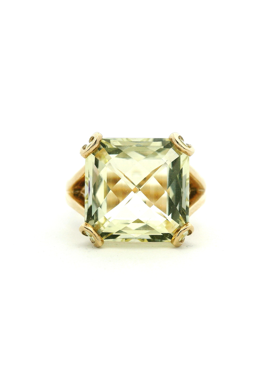 Lemon Quartz 9ct Yellow Gold Split Band Ring