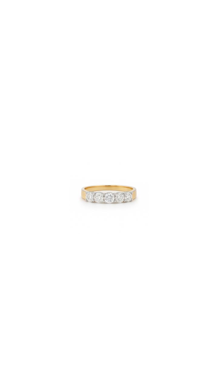 Five Stone Diamond Ring in 18ct Yellow & White Gold