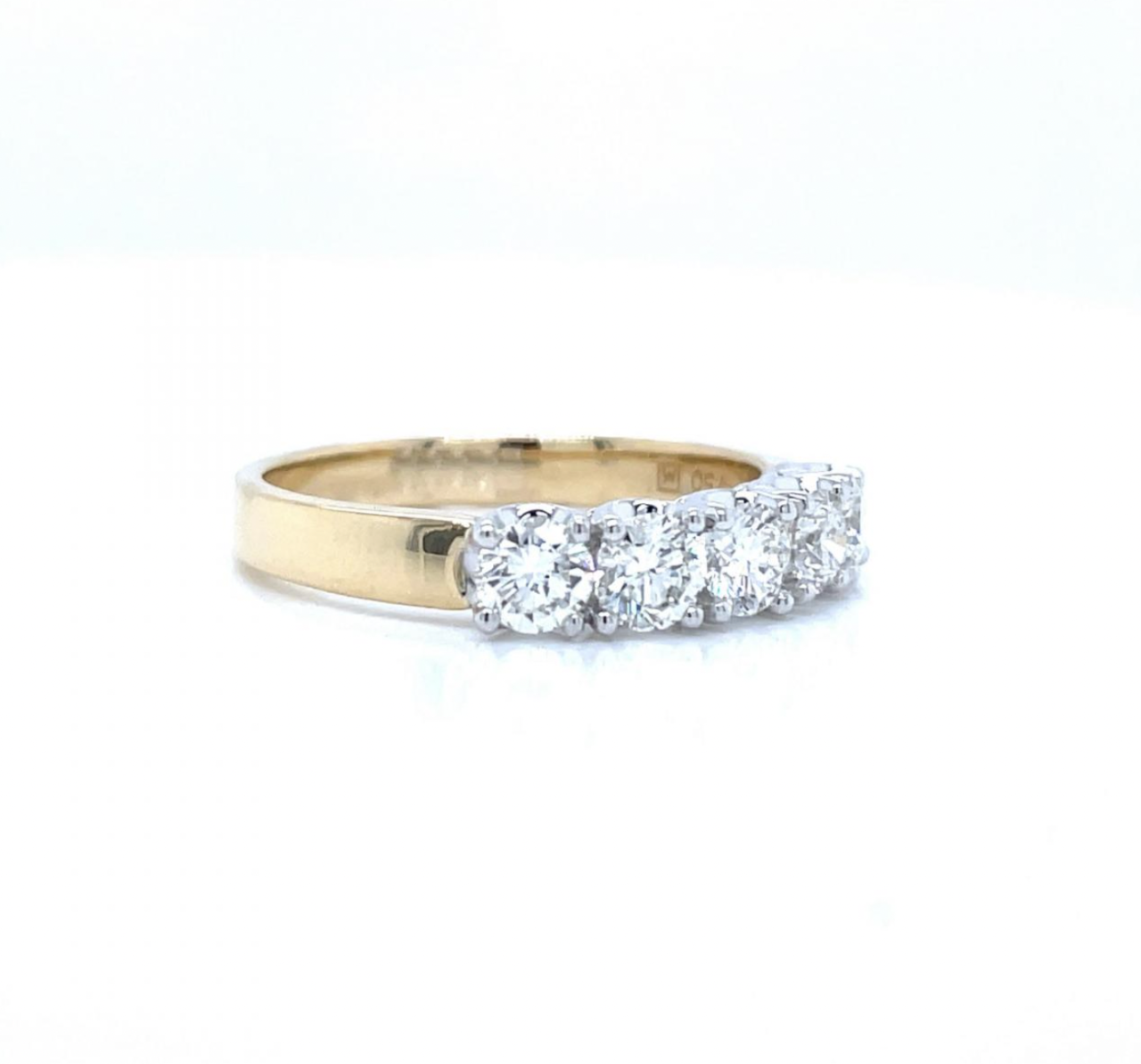 18ct Yellow & White Gold 5 Stone Diamond Claw Set Ring