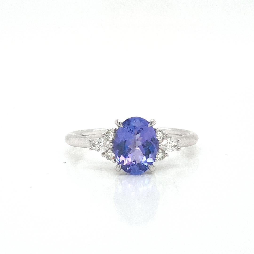 Tanzanite & Diamond 9k White Gold Ring