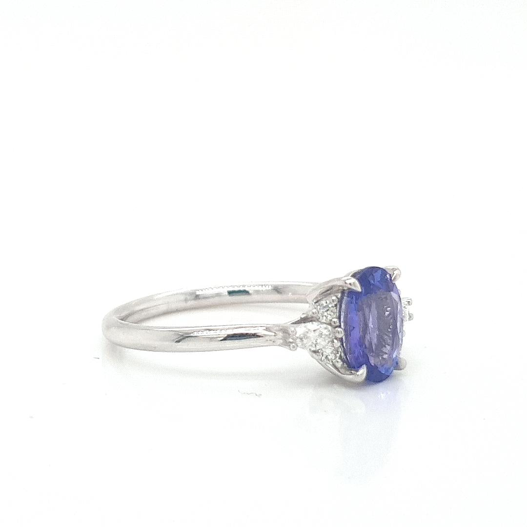 Tanzanite & Diamond 9k White Gold Ring