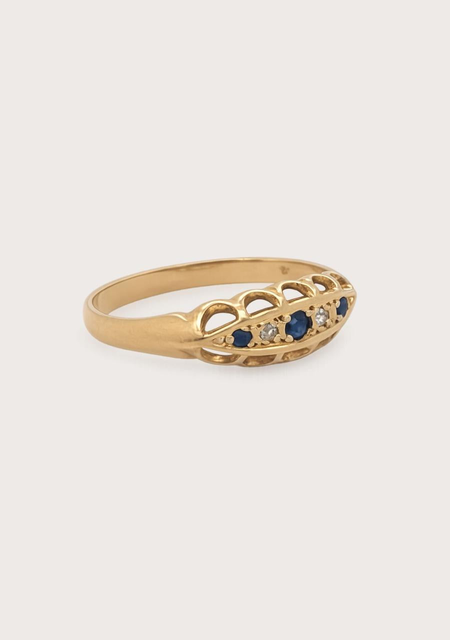 18ct Yellow Gold Sapphire & Diamond Ring