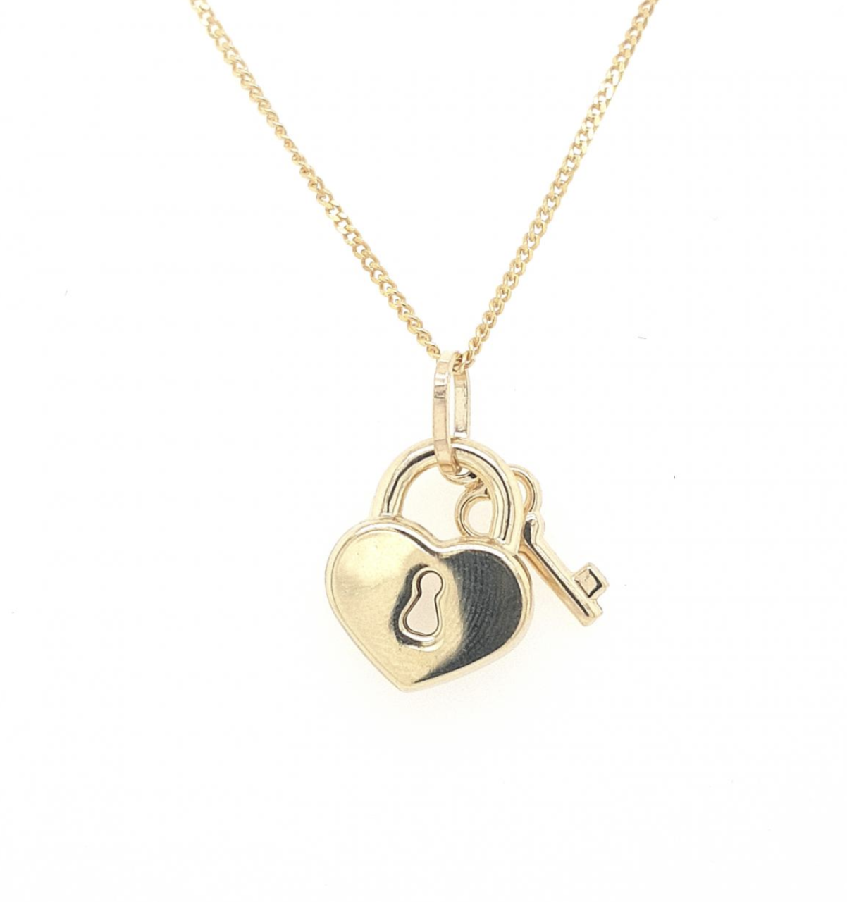 9ct Yellow Gold Padlock & Key Pendant