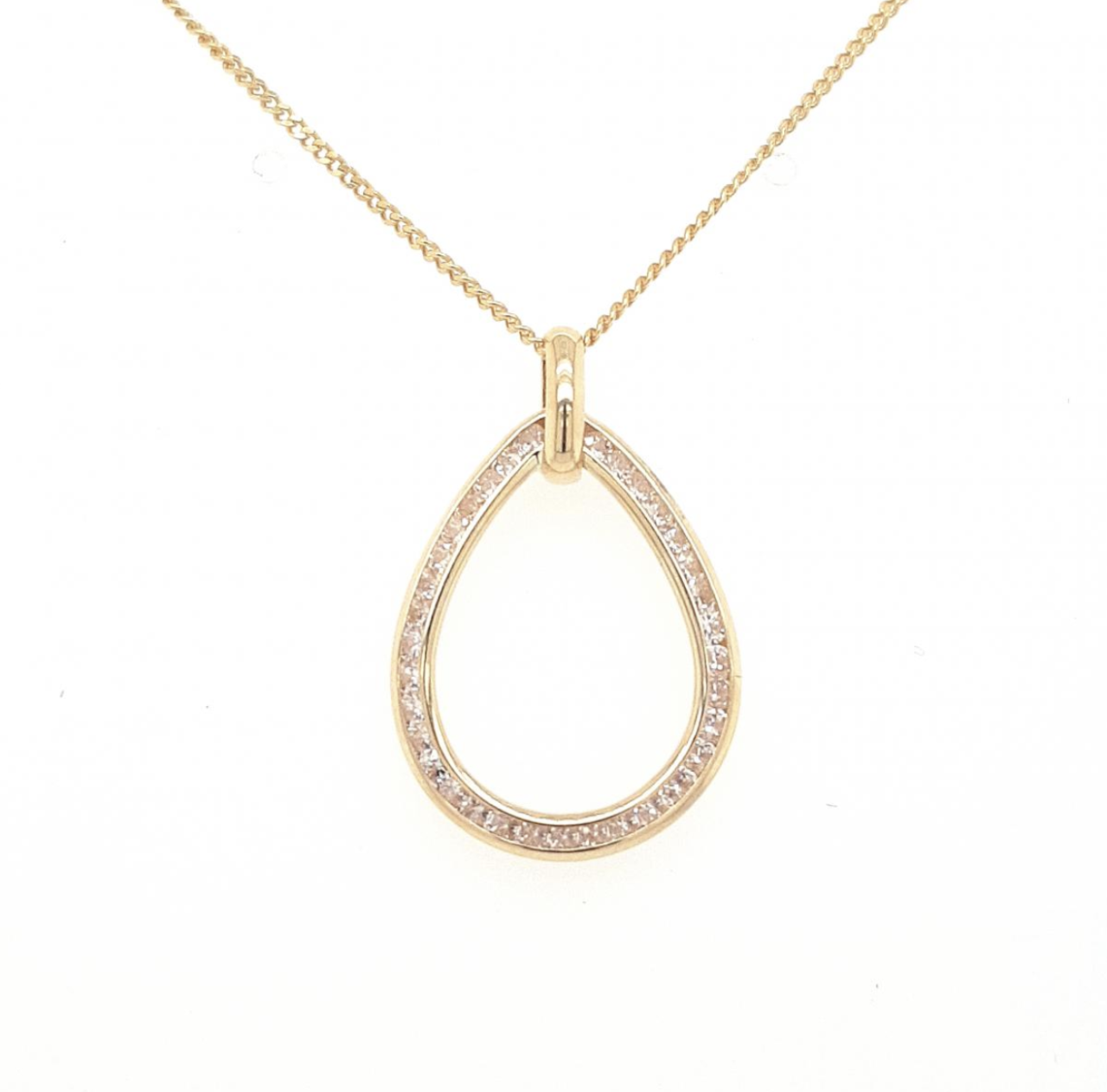 9ct Yellow Gold Cubic Zirconia Teardrop Pendant