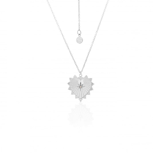 Silk & Steel Sterling Silver Heart of Love Rose Quartz Necklace