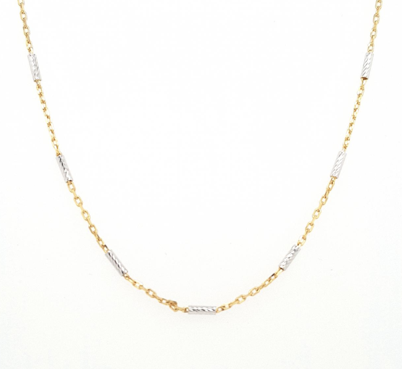9ct Yellow Gold Two Tone Diamond Cut Bar/Trace Chain