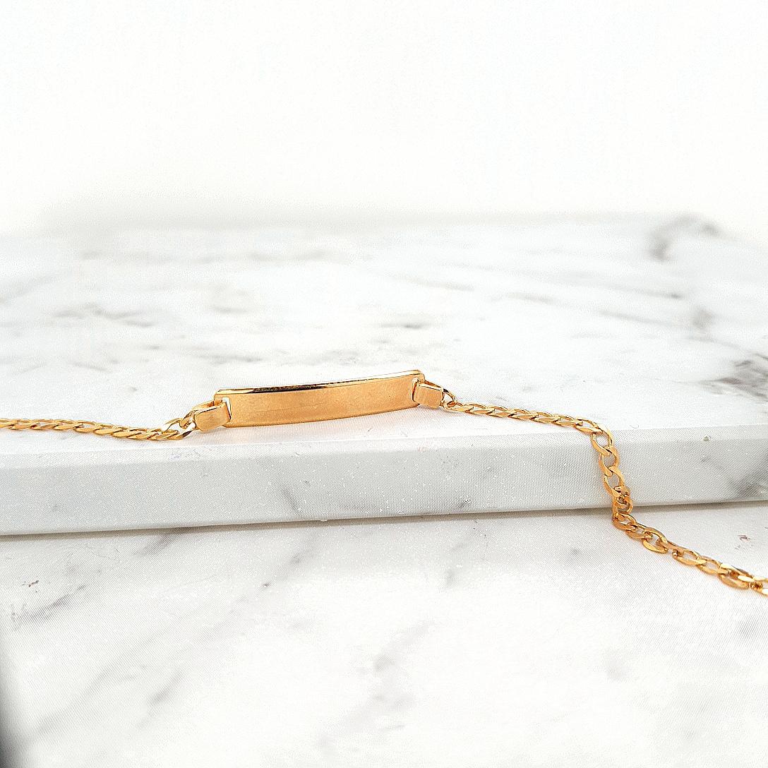 9ct Yellow Gold Square Curb ID Childs Bracelet