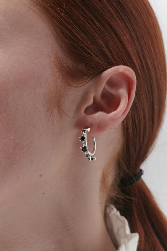 Karen Walker Sterling Silver Baroque Black Onyx Earrings