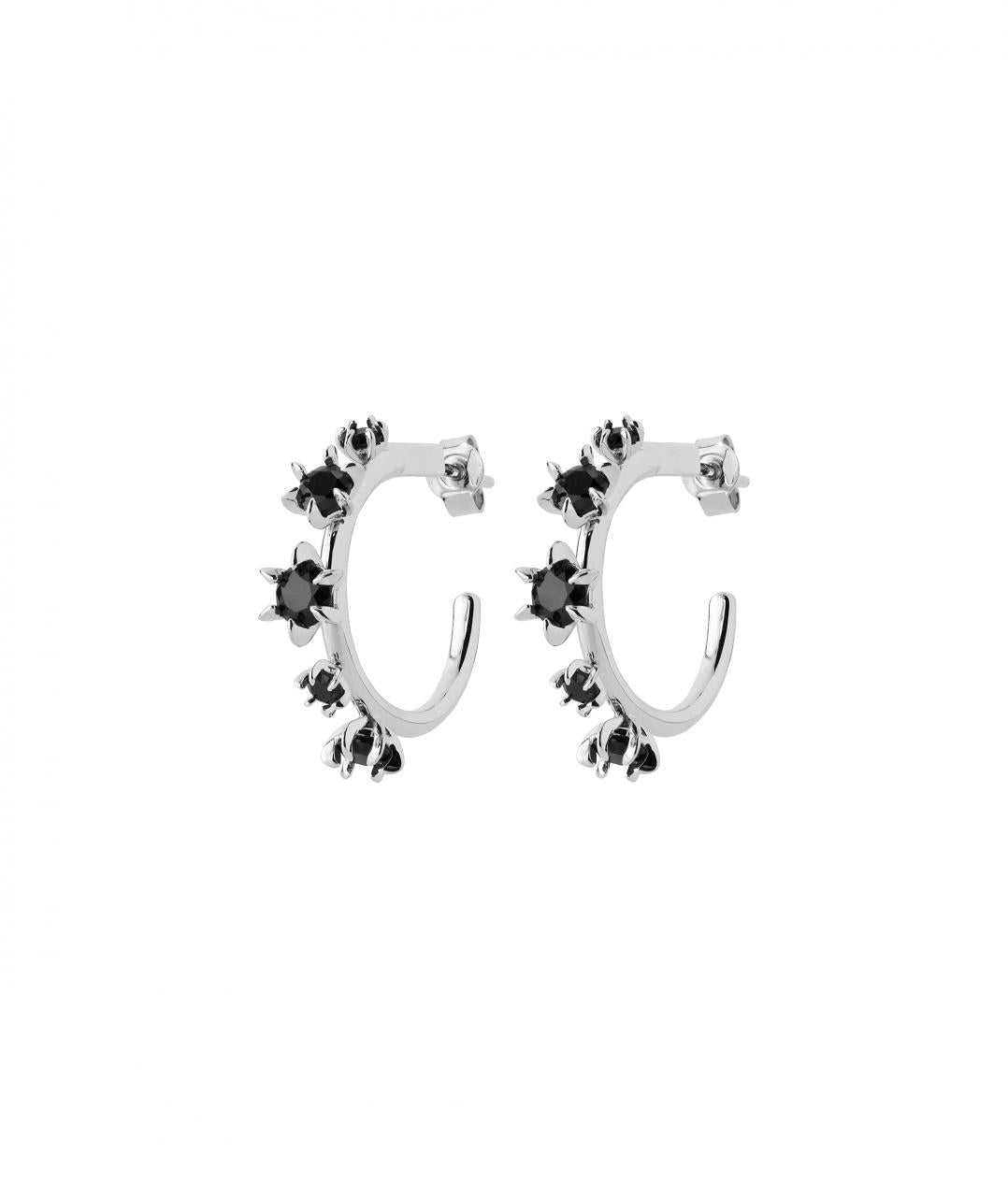 Karen Walker Sterling Silver Baroque Earrings - Black Onyx