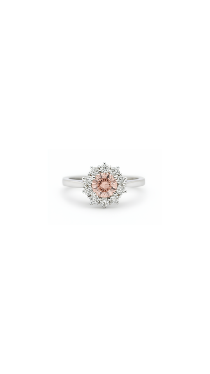 Pink & White Laboratory Grown Diamond Cluster Ring in 18ct White Gold