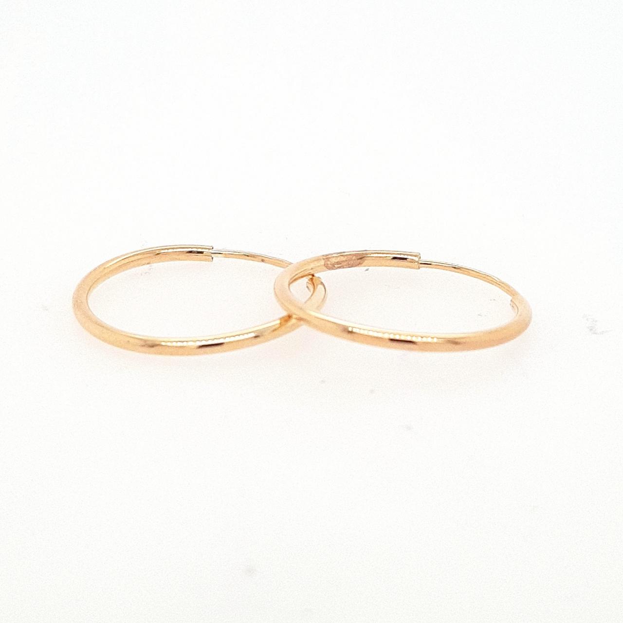 9ct Yellow Gold 15mm Plain Sleeper Earrings