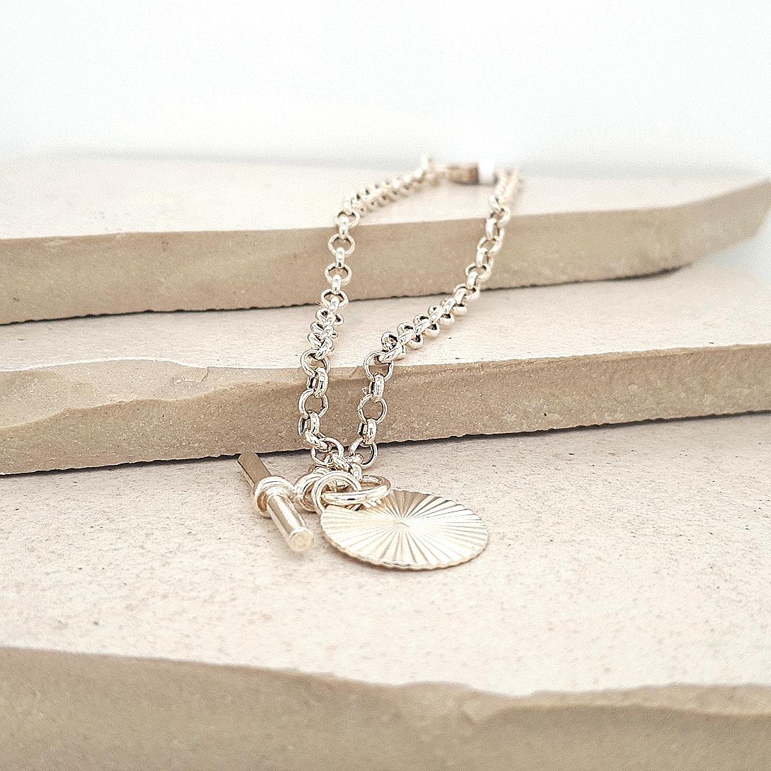 Sterling Silver Sun and T-Bar Bracelet