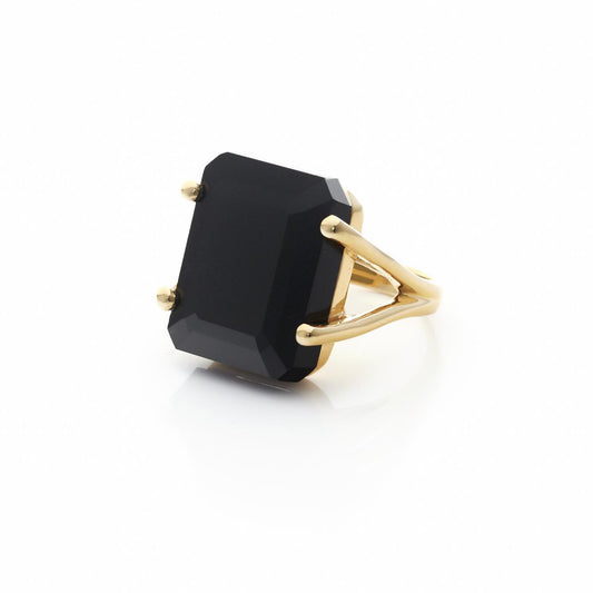 Silk & Steel Sterling Silver Gold Plated Prima Donna Onyx Ring