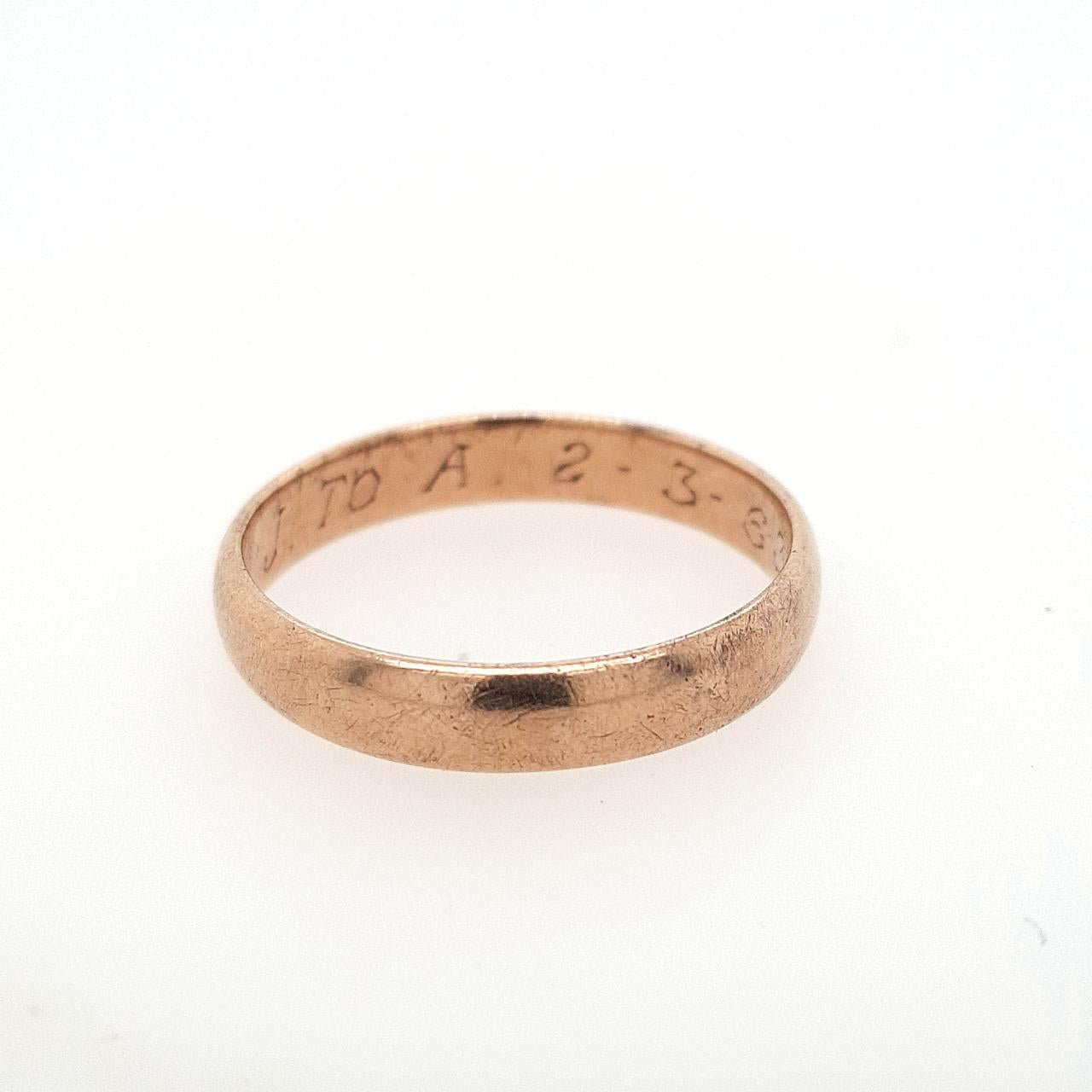 Estate 9ct Yellow Gold 4mm Plain Ring with Engraving Inside