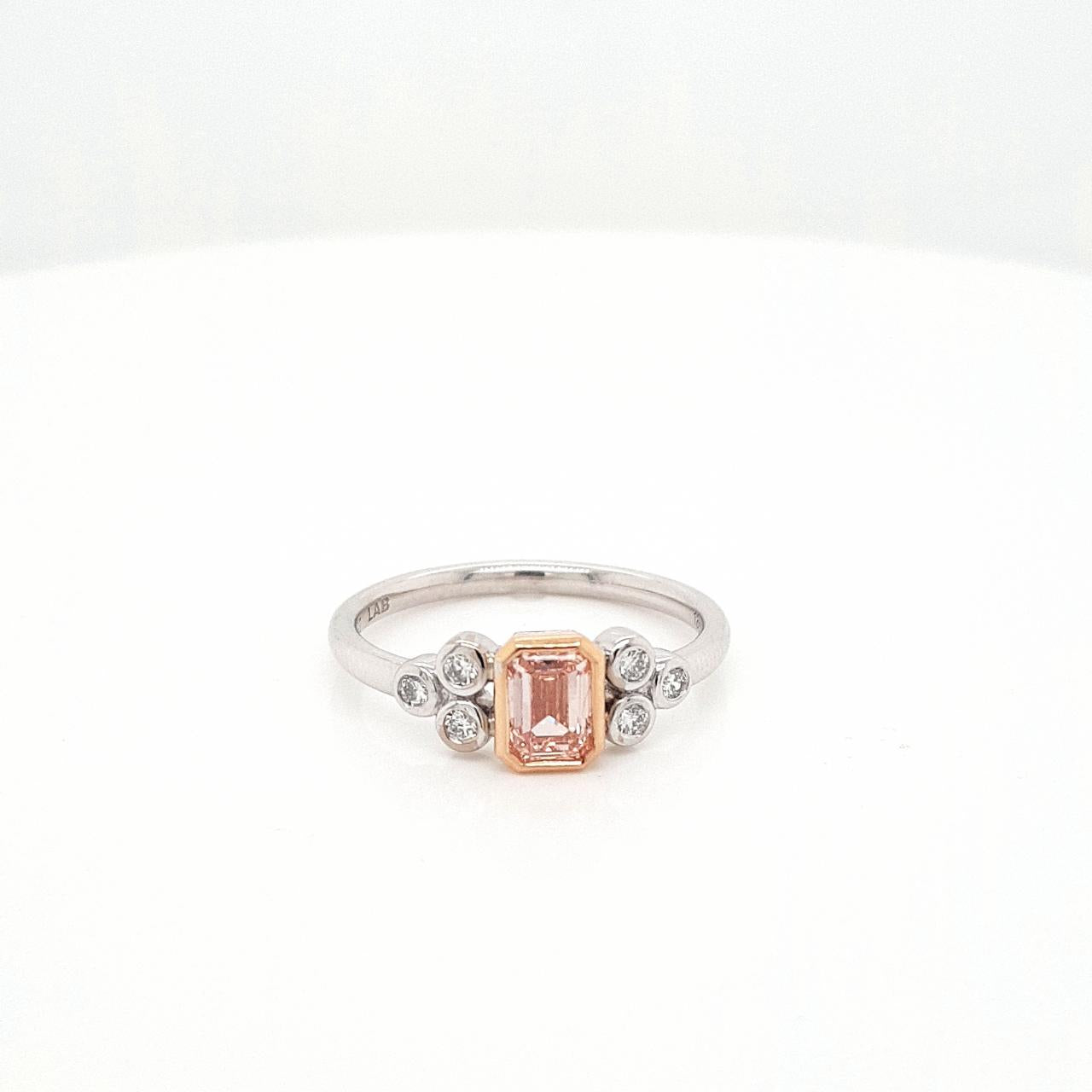 Lab Grown Diamond 18ct White & Rose Gold Pink & White Bezel Set Ring