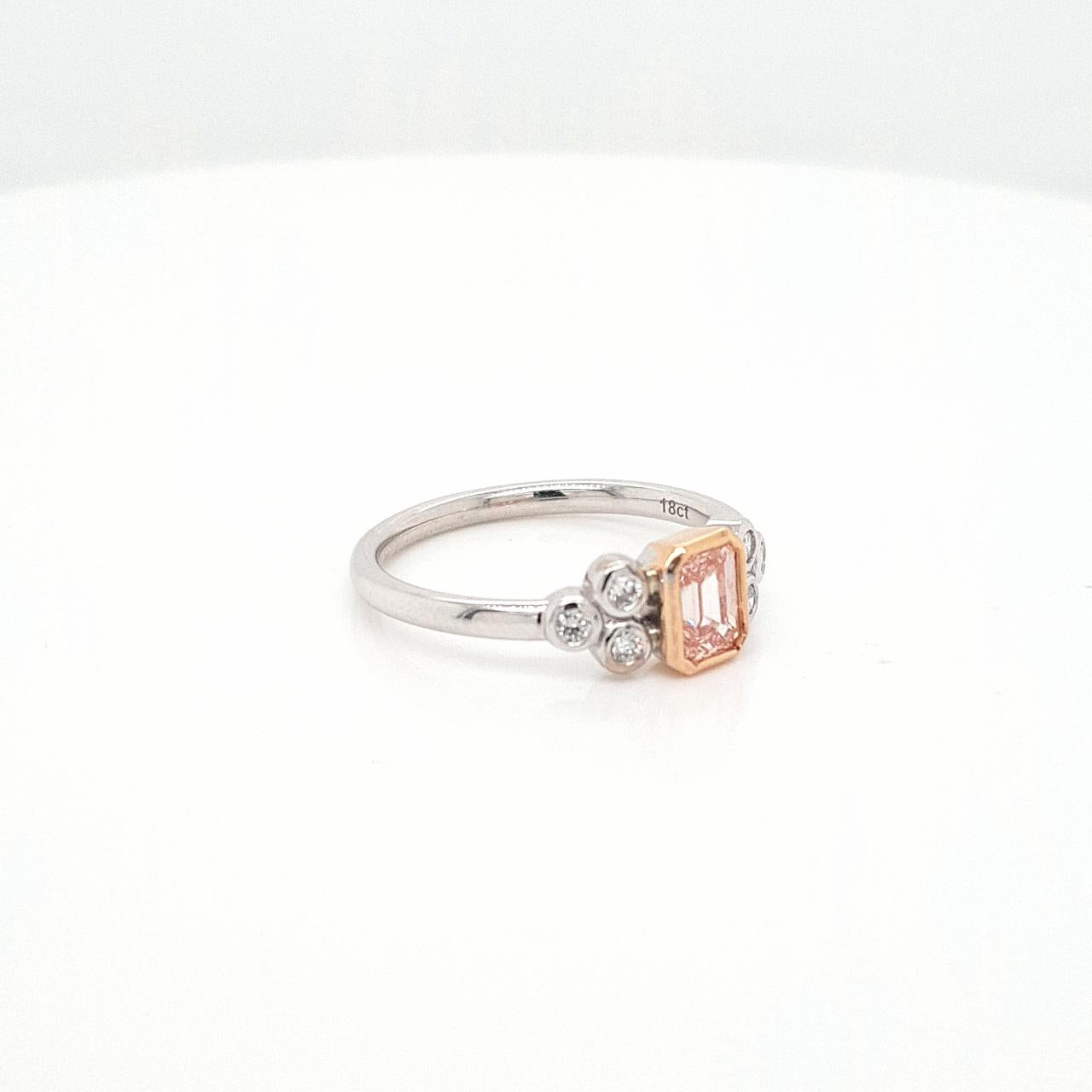 Lab Grown Diamond 18ct White & Rose Gold Pink & White Bezel Set Ring
